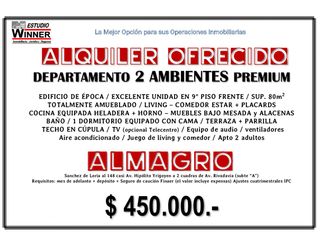 ALQUILER OFRECIDO PISO ALAMGRO 2 AMBIENTES PREMIUM