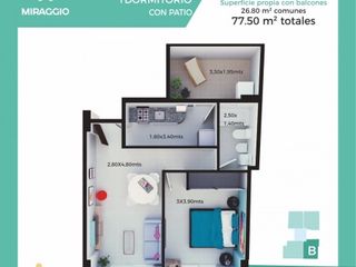 Foto 9 de 1 Dormitorio B con patio - Edificio Miraggio