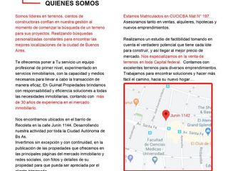 12 mts de frente Terreno en Villa Urquiza - LIDERES EN TERRENOS - GUIMAT PROPIEDADES