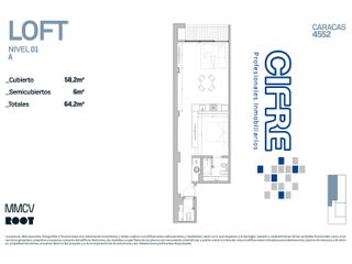 Departamento tipo LOFT con 3,60mts de altura balcón terraza baño y toilette