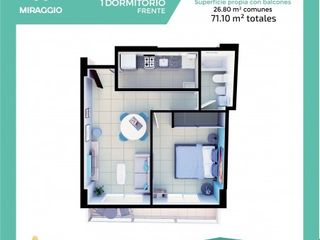 Foto 6 de 1 Dormitorio B - Edificio Miraggio