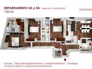 4A Granda Centeno: Vendo Amplio y Acogedor Departamento 130 m 3 dormitorios. A Estrenar
