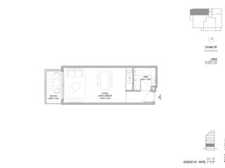 Departamento en  Venta 2 ambientes con Terraza de 37 m2 en  suite y toilette    Cañitas