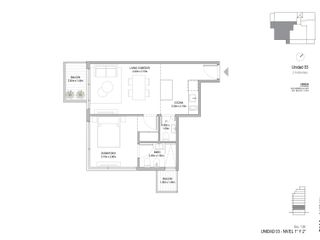 Departamento en  Venta 2 ambientes con Terraza de 37 m2 en  suite y toilette    Cañitas