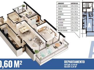 Departamento - Venta- Lourdes 2 dormitorios, doble balcón