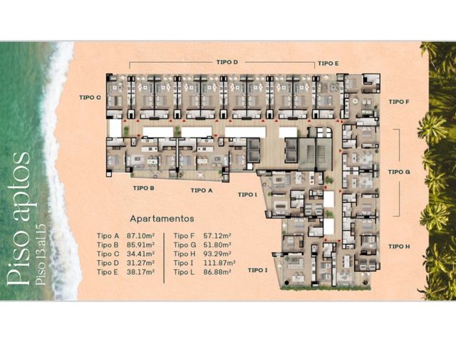 Venta de apartamentos sobre planos en Playa Salguero - vista al mar