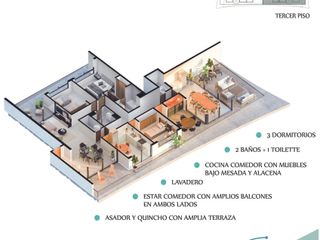Departamento Exclusivo, Terraza con quincho y asador privado - Cerro De Las Rosas