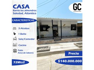Se vende Casa / Barrio Los Almendros, Soledad