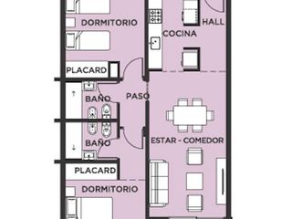 Departamento en  2 dormitorios, living comedor, cochera y amenities