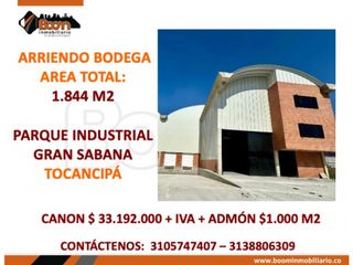 Foto 1 de **ARRIENDO BODEGA 1.844 M2  TOCANCIP