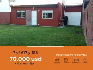 Foto 1 de Casa en venta - 2 dormitorios 1 baño 1 cochera - 300mts2 - Villa Elvira [FINANCIADA]