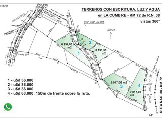 Foto 1 de ¡VENDEMOS fracciones sobre Ruta 38 - La Cumbre! Acceso Directo y Vistas 360° a las Sierras