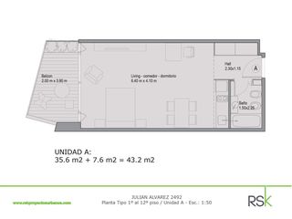 Foto 19 de Departamento en Alquiler Palermo 1 ambiente  con  amplio Balcón equipado con AA