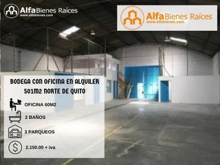 Foto 1 de EXCELENTE BODEGA EN ALQUILER 510M2 CON OFICINA - QUITO.