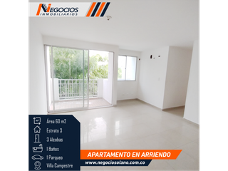 APARTAMENTO EN ARRIENDO - VILLA CAMPESTRE