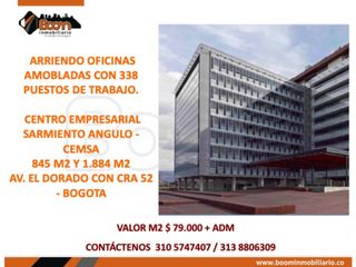 *ARRIENDO OFICINAS AMOBLADAS 2.729 M2 CON 338 PUESTOS EN CALLE 26