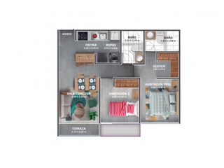 Foto 4 de APARTAMENTO 2 HABITACIONES EN LA TEBAIDA QUINDO (PROYECTO)