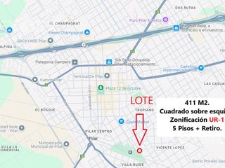 Foto 2 de Terreno Lote para desarrollo UR1 en  Pilar Centro zona plaza y estación
