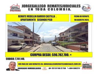 REMATE MEDELLIN BARRIO CASTILLA  APARTAMENTO SEGUNDO PISO