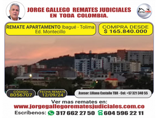 REMATE APARTAMENTO Ibagué - Tolima Ed. Montecillo