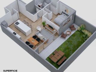Departamento 2 ambientes con patio en PB - En construccion -  Saavedra