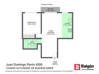 Departamento de 2 ambientes en alquiler en Almagro
