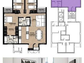 Departamento Venta 3 dorm c/3 Balcones - GÜEMES 336