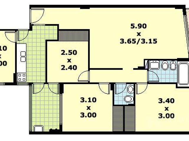 Semipiso de 3 dormitorios con dependencia en alquiler en Barrio Norte