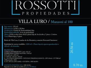 Manzoni al 100 - Villa Luro - Lote: 8.70x20.56 - Edif. 1030m2 - PB y 9 pisos
