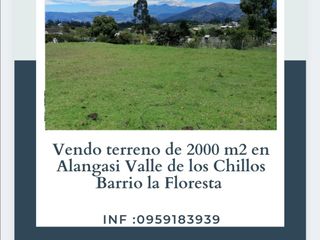 VENDO TERRENO DE 2000m2 VALLE DE LOS CHILLOS ALANGASI BARRIO LA FLORESTA