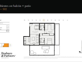 Departamento  2 ambientes con Gran Balcon piso 10  frente - Nuñez