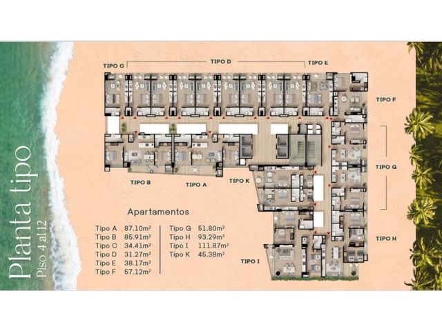 Venta de apartamentos sobre planos en Playa Salguero - vista al mar