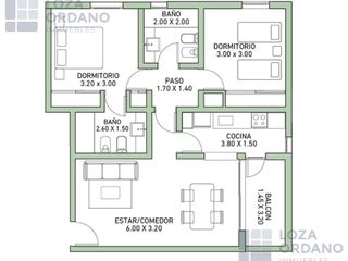 Departamento 2 dormitorios  en Alberdi COMPLEJO GNI CARDINALES