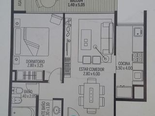 Departamento 1 dormitorio en venta en barrio General Paz