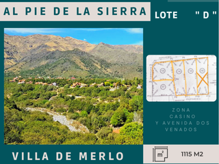 Foto 13 de LOTE A LA VENTA EN  VILLA DE MERLO - CERCA DEL OJO DEL TIEMPO Y CASINO DOS VENADOS