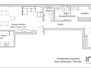 Departamento - Venta - 3 ambientes c/ balcón y cochera - Floresta