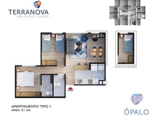 Foto 1 de TIPO 1 (2 hab + estudio)