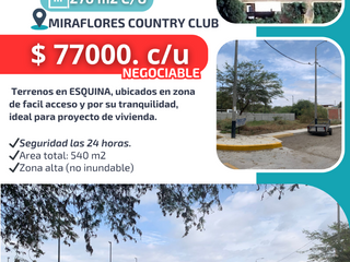 Venta de Ocasión de 2 terrenos de 270m2 C/U en Miraflores Country Club