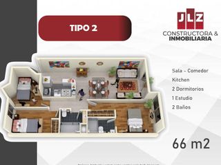 ULTIMOS DPTOS EN SURQUILLO  66 M2 02 HAB , 02 BAÑ