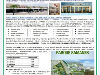 Alquiler Suites Amobladas Alborada 14 etapa, cerca CC City Mall, Norte de Guayaquil