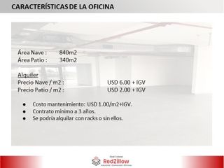 Alquiler de Almacen 840 m² (8 m Altura) - Lurín