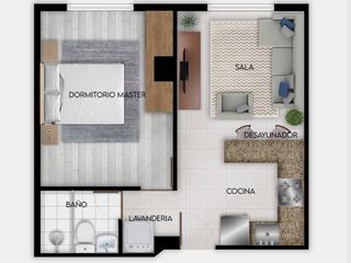 Venta Suite a estrenar, 44 m², credito VIP, Pinar bajo