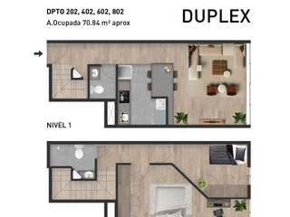 Venta Dpto Duplex de  estreno - Surquillo  2 Dor. 2 Baños 70.84 m² - DPTO 202