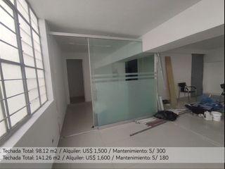 Desde 47 m² / Us$470 Hasta 202 m² Oficinas Implementadas en Jirón de La Unión
