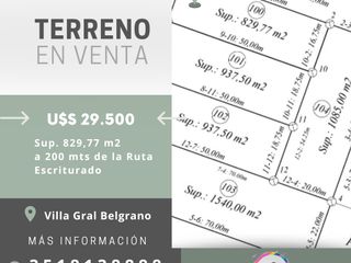 Oportunidad Terreno Villa General Belgrano