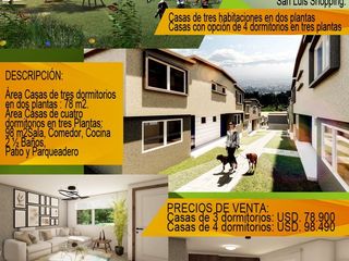 Casa de Venta en Conocoto Valle de los Chillos, Ecuador de 3 dormitorios, Nuevos