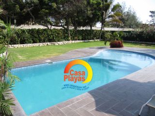 Cabaña Casa Playa con piscina y vista al mar, Playas Villamil, alquiler para 22 personas