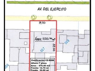 Foto 1 de MIRAFLORES VENTA TERRENO 470.40 M2 (14.70x32.00)  CZ-RDM  7 PISOS
