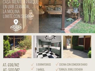 Foto 1 de Venta casa frente a parque en Urb. La Fontana, La Molina (Limite con Camacho y Golf Los Inkas)