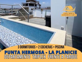 Foto 1 de Punta Hermosa - TRIPLEX PENTHOUSE Frente a Parque de 3dorm + 2cocheras + Piscina + 3balcones